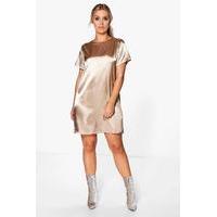 lara satin luxe shift dress stone