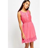 lace insert skater dress