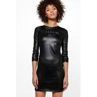 lace up premium micro shift dress black