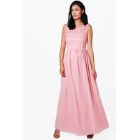 Lace Bodice Occasion Maxi Dress - pink