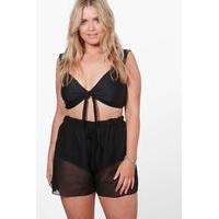 lacey chiffon beach short black