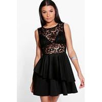 Lace Double Layer Dress - black