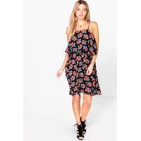 Layer Floral Print Dress - multi