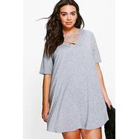 laura cross front swing dress grey