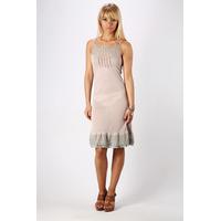 lace trim pleat front dress