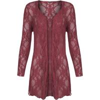 laurine floral lace open cardigan wine