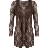 laurine floral lace open cardigan brown