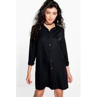 Lace Panelled Shirt Dress - black