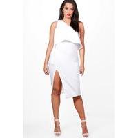 laurie double layer midi dress ivory