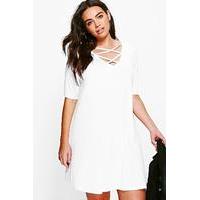 Laura Cross Front Swing Dress - white