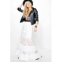 lace panelled tassle tie maxi skirt ivory