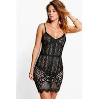 Lace Strappy Corsetry Style Dress - black