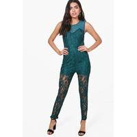 Lace Sleeveless Jumpsuit - teal