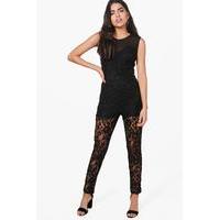 Lace Sleeveless Jumpsuit - black