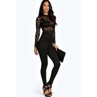 lacey high neck jumpsuit black