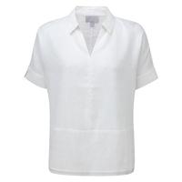Laundered Linen Collared Top (White / 18)