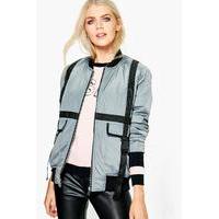 Lauren Strap Buckle Detail Bomber Jacket - grey