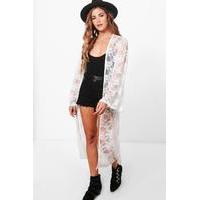 lace midi kimono cream