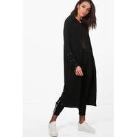 Lace Up Side Eyelet Duster - black