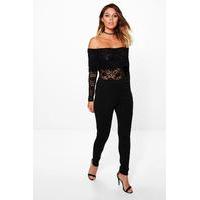 Lace Bardot Jumpsuit - black