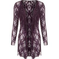 Laurine Floral Lace Open Cardigan - Purple