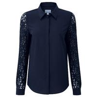 lace sleeve silk blouse navy 08