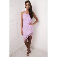 Lace Strappy Midi Dress in Lilac