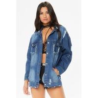 Layla Blue Distress Oversized Denim Jacket