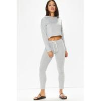 Laurna Grey Hooded White Trim Loungewear Set