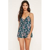 lace up floral cami playsuit