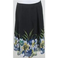 Laura Ashley: Size 10: blakc with border pattern cotton & silk mix skirt.
