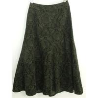 Laura Ashley Size 8 Forest Green And Black Peacock Patterned Corduroy Skirt