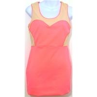 Lashes Body Size 8 Fluoro Pink Body Con Colour Block Dress