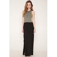 Lace-Up High-Slit Maxi Skirt