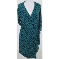 laura ashley size 8 green black wrap around dress