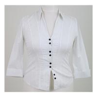 Laura Ashley, size 8 white polka dots shirt