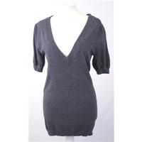 Laura Scott - Size 10 - Smoke Blue - V Neck Short Sleeved Sweater