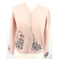 Laura Ashley Size 10 High Quality Soft and Luxurious Pure Wool Ballerina Pink Cardigan With Hand Embroidered Floral Detailing