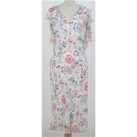 Laura Ashley, size 14 cream & pink mix floral silk dress