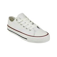 Ladies canvas lace up plimsolls in white