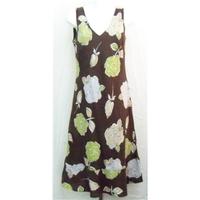 Laura Ashley brown patterned linen dress Size 14
