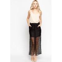 Lace Overlay Maxi Black Skirt