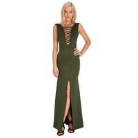 Lace Up Maxi Dress - Khaki