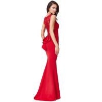 Lace Back Maxi Dress with Frill Detail - Red