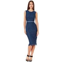 lace midi dress with zip detail navy