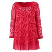 lace tunic with chiffon trim and studs