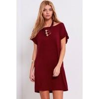 Lauren Plain Turn Up Sleeve Baggy Dress