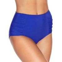 Ladies swimwear retro high waist slimming tummy control panel mix and match bikini bottom briefs - Royal Blue
