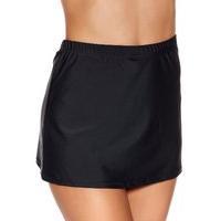 ladies swimwear plain black flattering high elasticated waist a line s ...