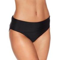 Ladies swimwear plain black high leg rollover waistband slimming mix and match bikini bottoms - Black